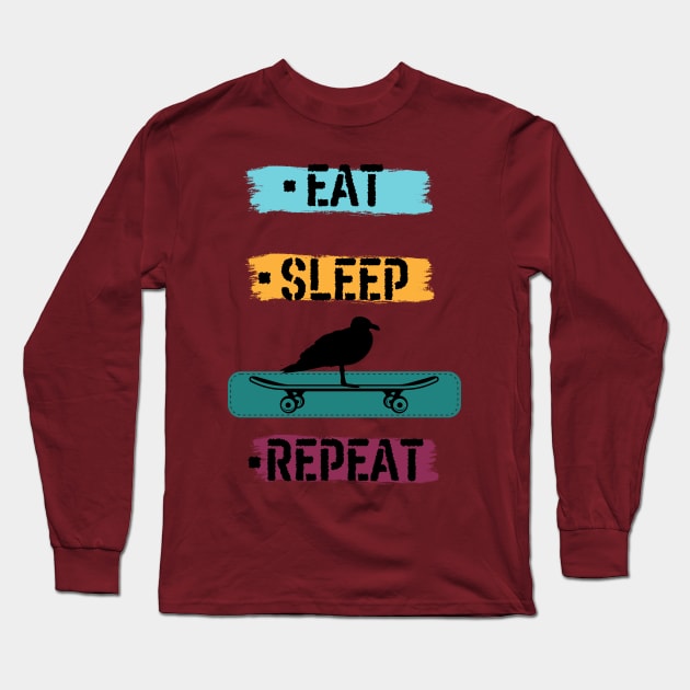 Eat Sleep SKATE Repeat Long Sleeve T-Shirt by SimoneSpagnuolo